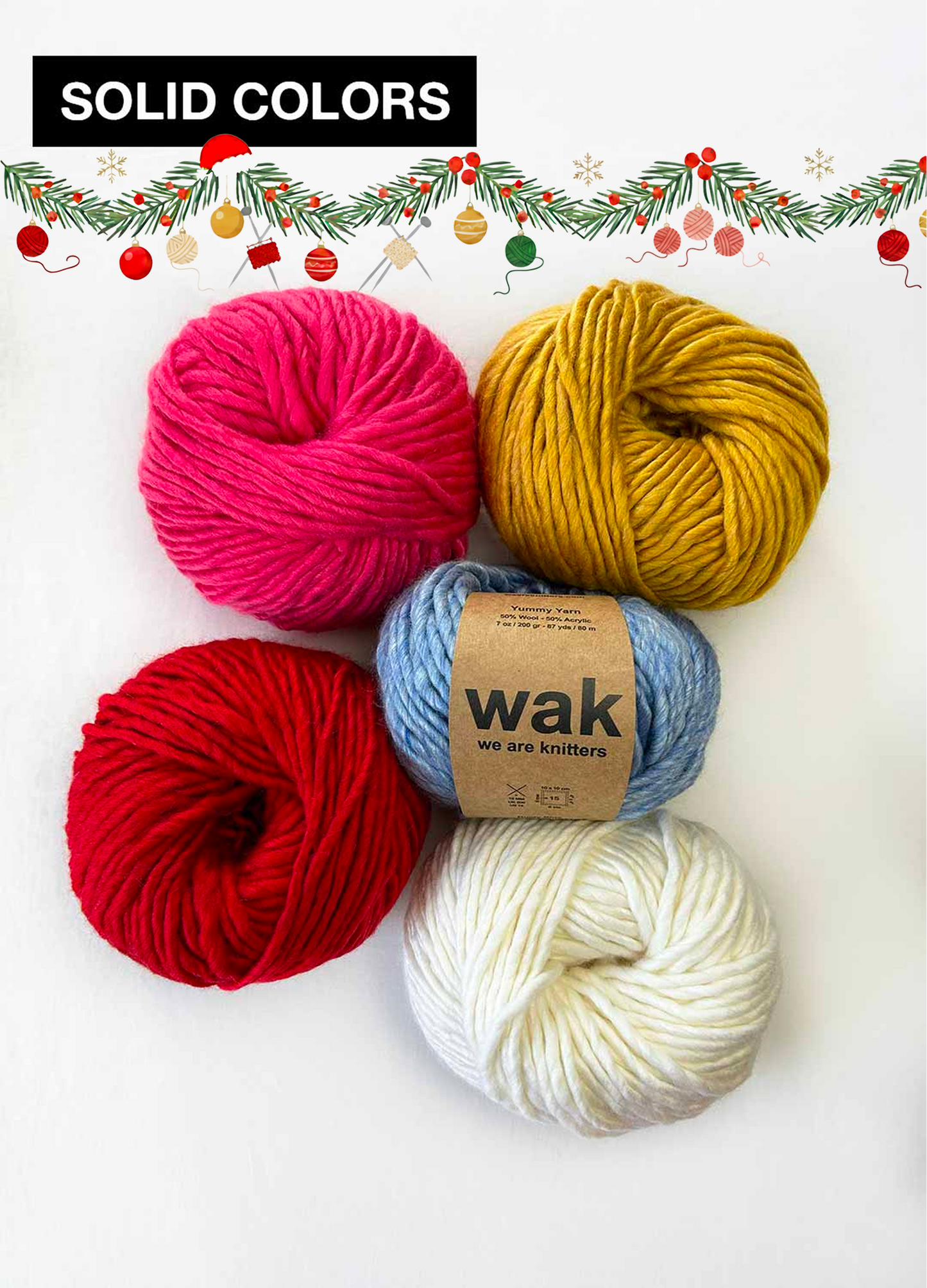 5 Pack of Yummy Yarn Balls - Solid Colors