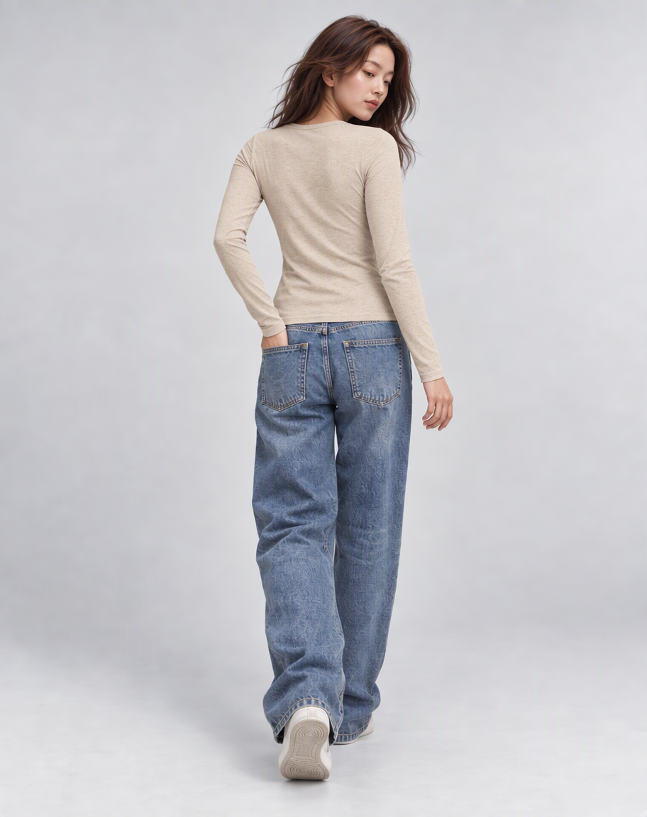 Haut à manches longues en coton doux – Gris (Bientôt disponible)