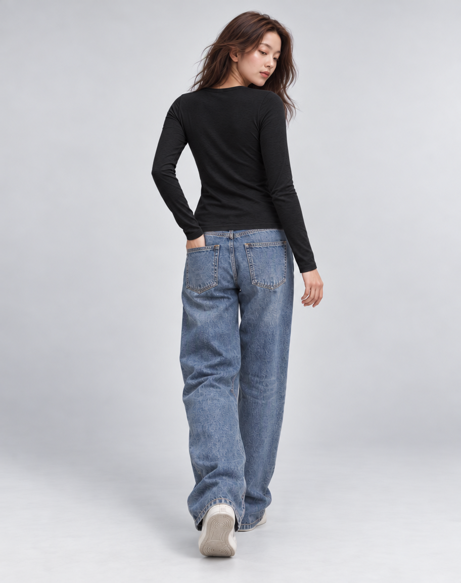 Haut à manches longues en coton doux – Gris (Bientôt disponible)