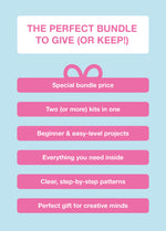 2 Kits Bundle | Knitting Stitch Sampler Kit Make your first Snood + Tupelo Cardigan - Yummy Yarn Fine Version