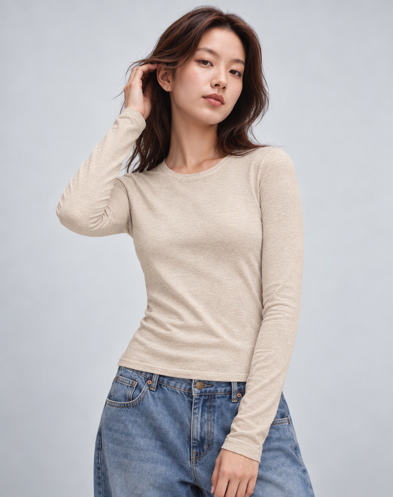 Haut à manches longues en coton doux – Gris (Bientôt disponible)