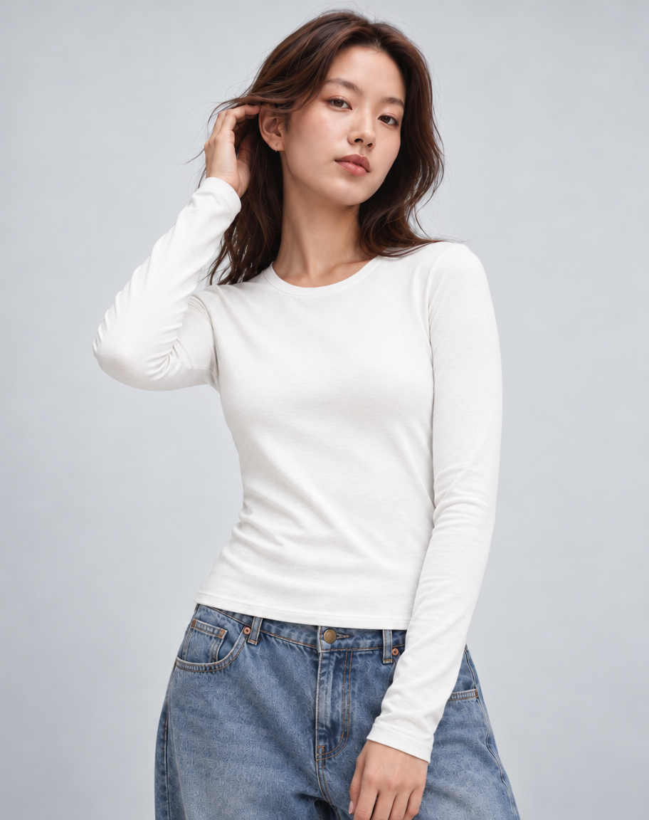 Haut à manches longues en coton doux – Gris (Bientôt disponible)