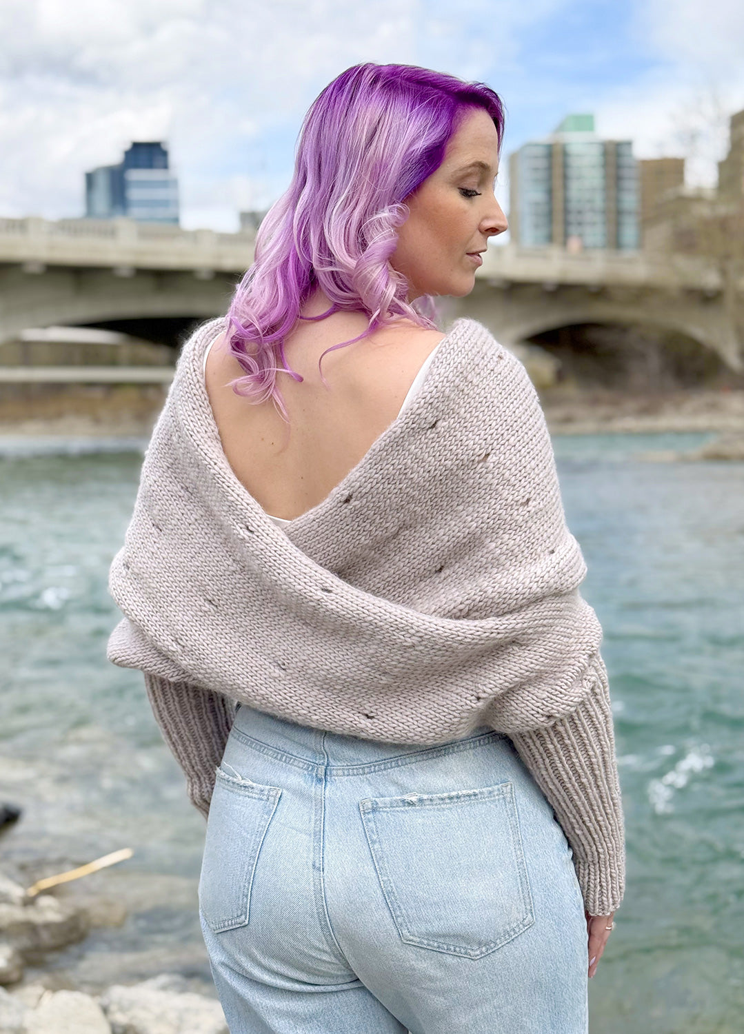 Easy Eyelet Sweater Scarf x @knitatude Kit - Petite Premium Version