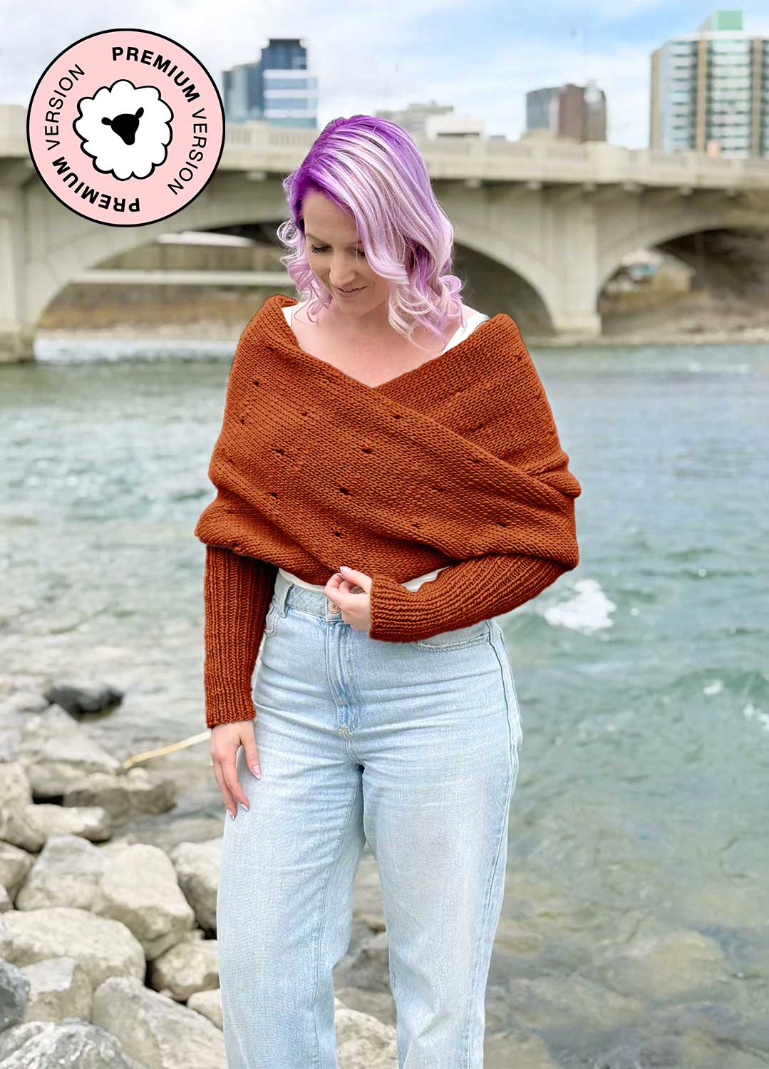 Easy Eyelet Sweater Scarf x @knitatude Kit - Petite Premium Version