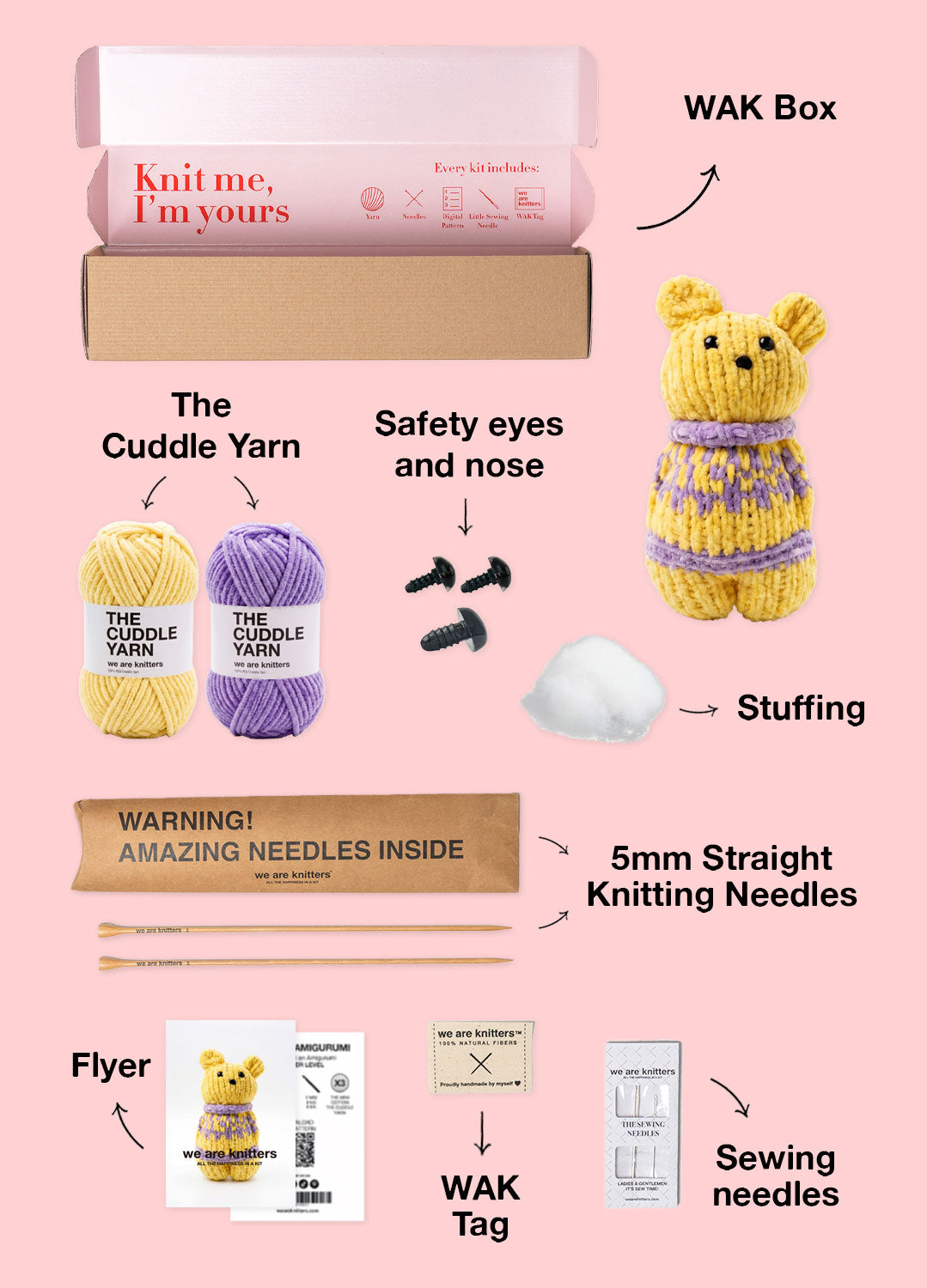 The Knitty Bear - Kit Mini Ours Tricoté Facile - Cuddle Yarn