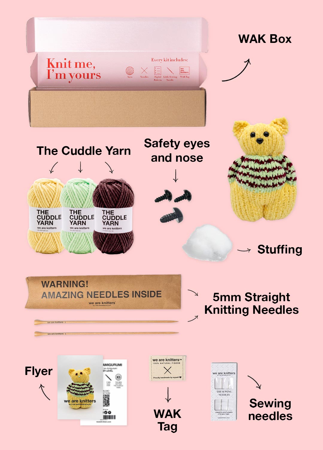 The Knitty Kitty - Kit Mini Chat Tricoté - Cuddle Yarn