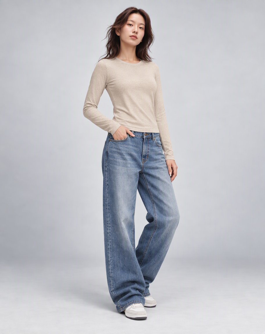 Haut à manches longues en coton doux – Gris (Bientôt disponible)