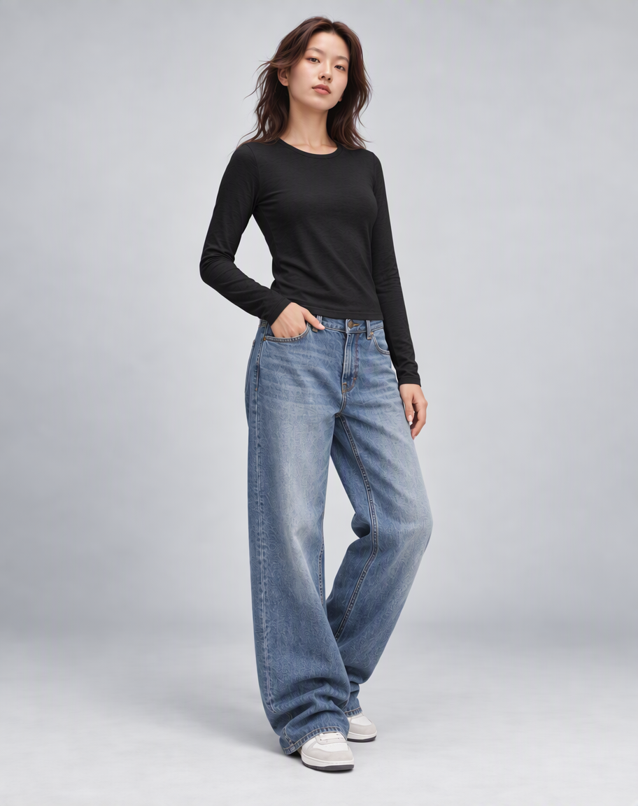 Haut à manches longues en coton doux – Gris (Bientôt disponible)