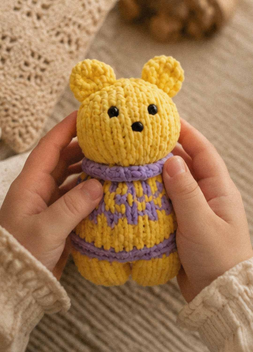 The Knitty Bear - Kit Mini Ours Tricoté Facile - Cuddle Yarn
