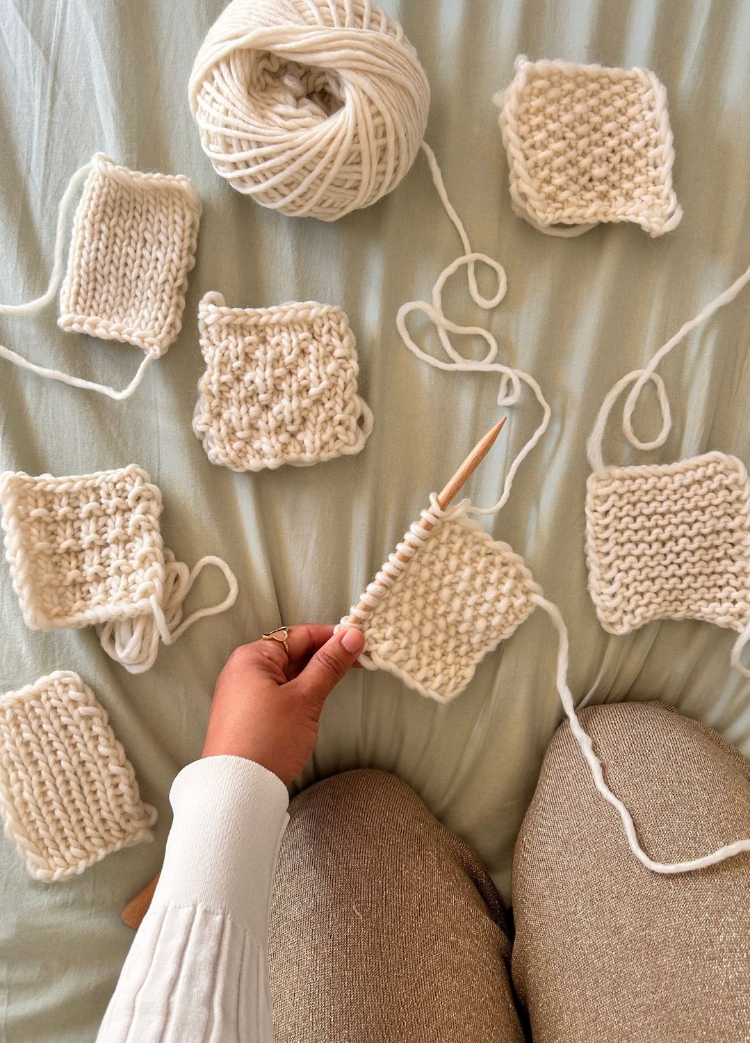 Stitch Sampler Kit: Learn The Basics Knitting Kit - Make your first Placemat & Coasters