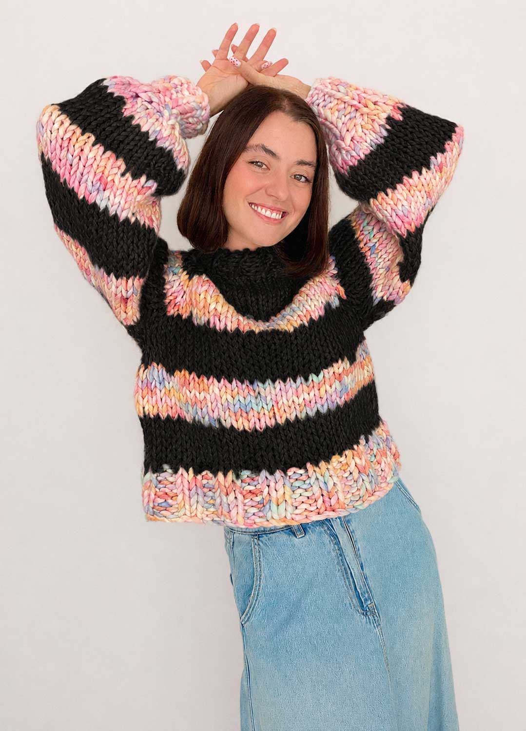 The Striped Rainbow Sweater Kit x @paula.on.knits - Version Yummy Yarn