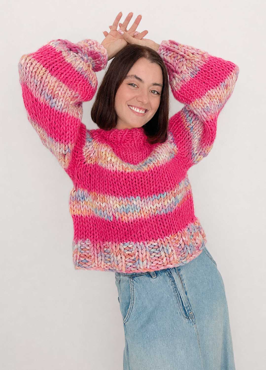 The Striped Rainbow Sweater Kit x @paula.on.knits - Version Yummy Yarn