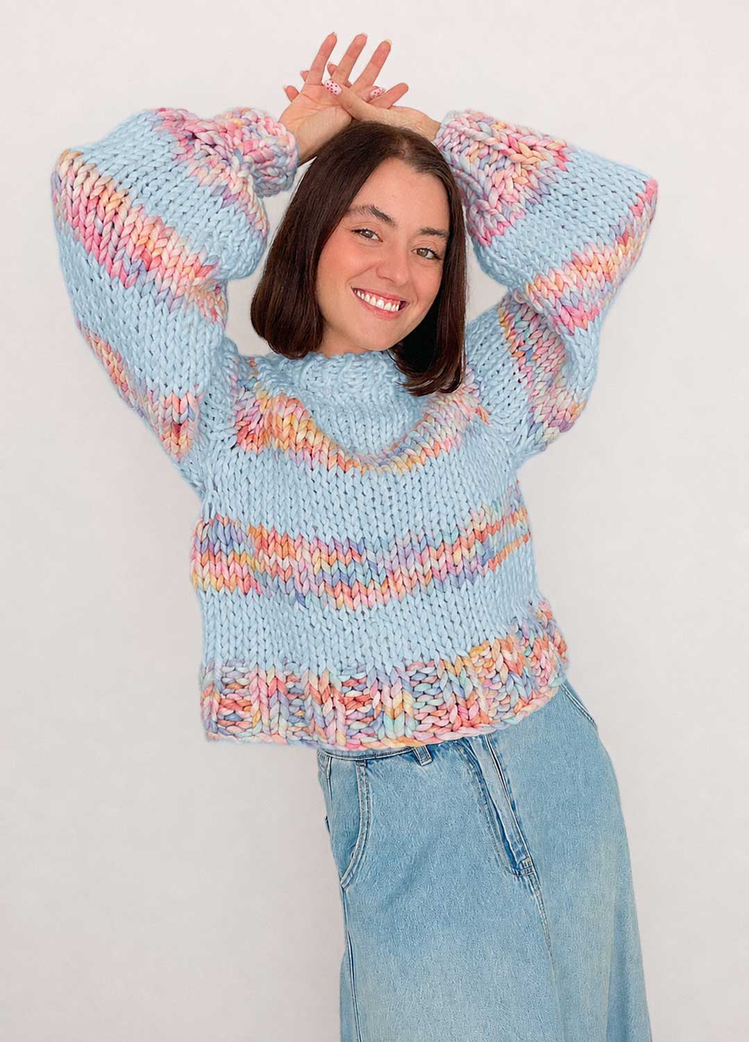 The Striped Rainbow Sweater Kit x @paula.on.knits - Version Yummy Yarn