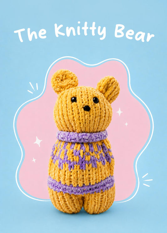 The Knitty Bear - Kit Mini Ours Tricoté Facile - Cuddle Yarn