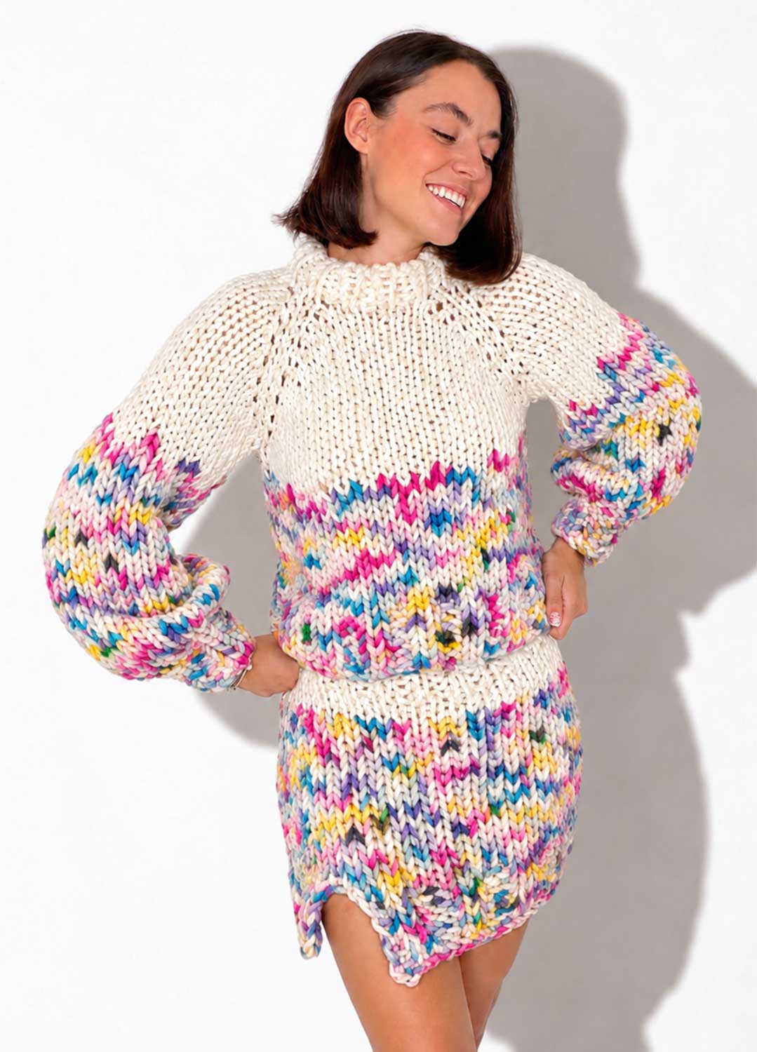 The Rainbow Skirt & Sweater Set Kit x @paula.on.knits – Version Yummy Yarn