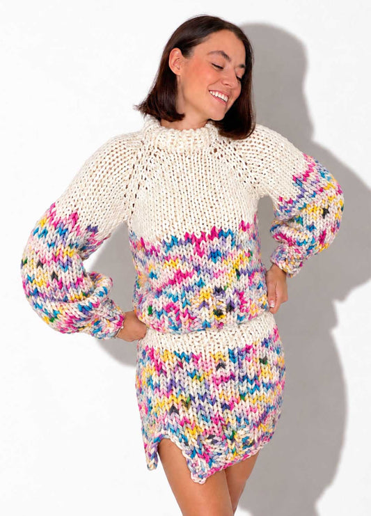The Rainbow Skirt & Sweater Set Kit x @paula.on.knits – Version Yummy Yarn
